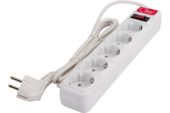 сетевой фильтр Союз ПВС 3х0,75 5 гн., выключатель с индикацией, с заземлением, белый, 1,8 м от магазина РЭССИ